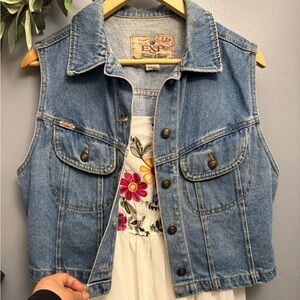 EXP Classic Blue Denim Vest with Button Accents
